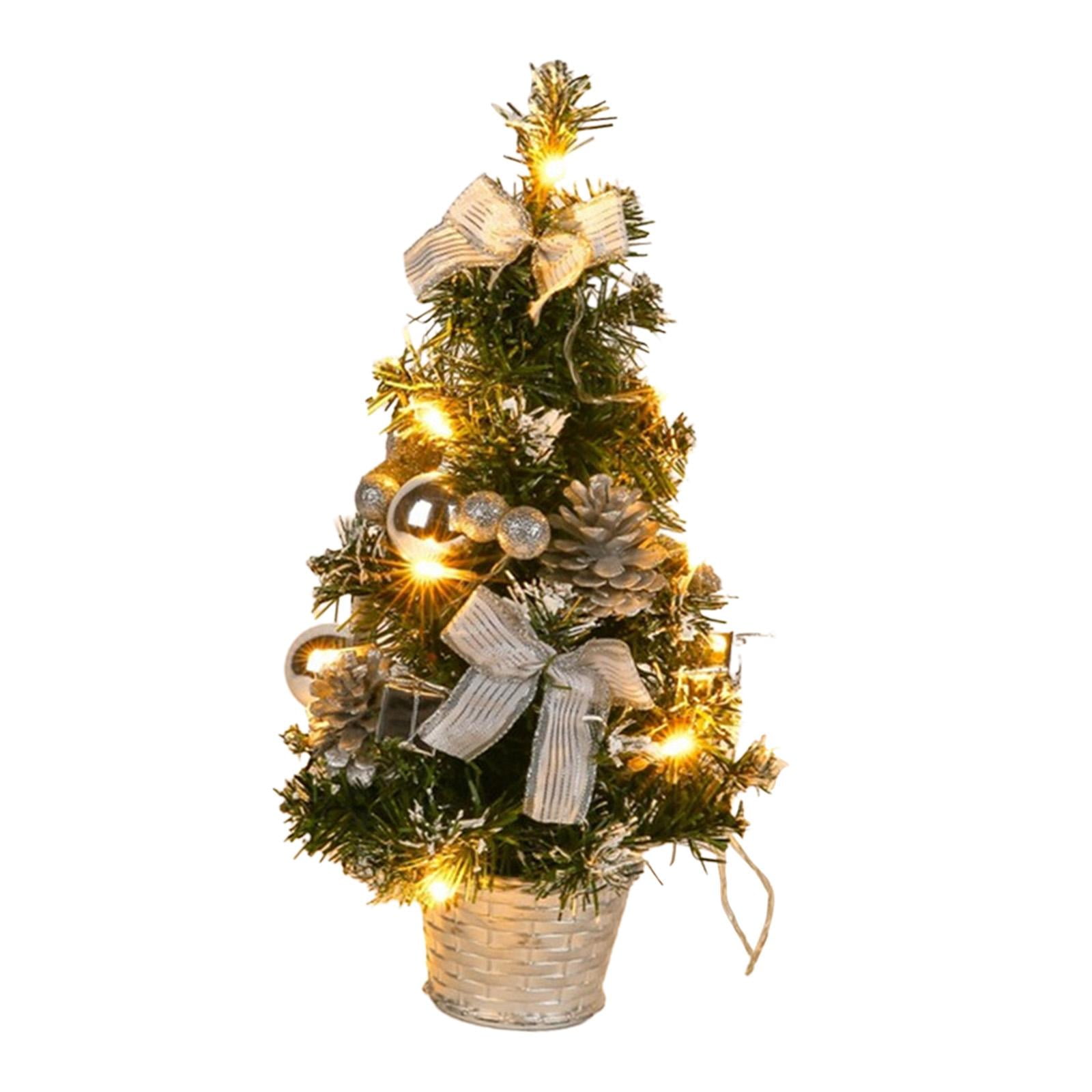 Bothyi - Árbol De Navidad De Escritorio Con Luces, Decoración Navideña Para Vacaciones De Navidad, Interior, 20 Luces, 40cm