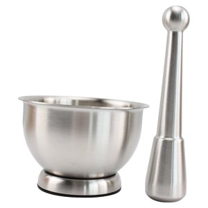 Magideal - Juego De Mortero Y Maja Para Guacamole, Tazón De Boca Ancha De Acero Inoxidable, Machacador De Ajo, Tazón Para Moler Especias, Frutos Secos, Chutney Y