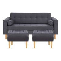 Bodevir - Sofa Retro 3C + 2 Pouf Felpa 05 Gris