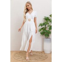 Likeshop - Maxi Vestido Largo Primavera Mujer Casual Eventos Cinturon 3333