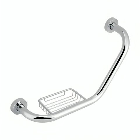 Genérico - Agarradera 135° Barra Curva Derecha O Izquierda Con Jabonera