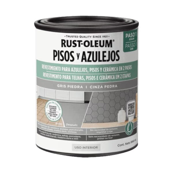 Pintura Pisos Y Azulejos Rust Oleum Gris Piedra 946ml