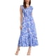 thumbnail image 2 of INSPIRE CHIC Vestido largo floral de mujer con cuello en V, fruncido, con volantes, escalonado, de verano, para la playa, con mangas cortas y bolsillos, talla S, azul, 2 of 6