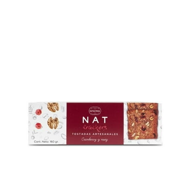Galletas Tostadas Artesanales Cramberry Y Nuez Caja 160 G Nat Crackers