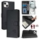 thumbnail image 1 of Funda tipo cartera FOXDOCK para iPhone 15 con soporte, ranuras, RFID, diseño de gato, 1 of 5