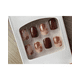 thumbnail image 5 of Uñas Postizas Press-on Cortas Semi Cuadradra 24pcs Adhesivas Diseño Marron Y Dorado Reutilizable, 5 of 9