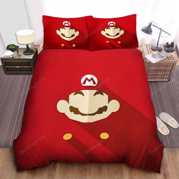 Super Mario Modern Art Portrait Of Mario Quilt Duvet Cover Set Double Pillowcase3-Piece Bedding Set