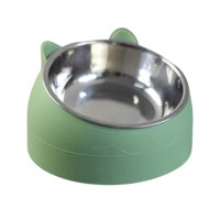 Magideal - Comedero Para Mascotas, Recipiente Antideslizante De Acero Inoxidable De 15 Degree, Cuenco Protector Para El Cuello, Plato De Alimentación, Cuenco , Verde