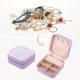 thumbnail image 2 of Caja de Joyas Cuadrada REGALWOVEN para Mujeres, Organizador de Joyas de Cuero PU con Patrón de Corazón con Cremallera, Diseño de Capa Única en Color Púrpura Claro, 2 of 7