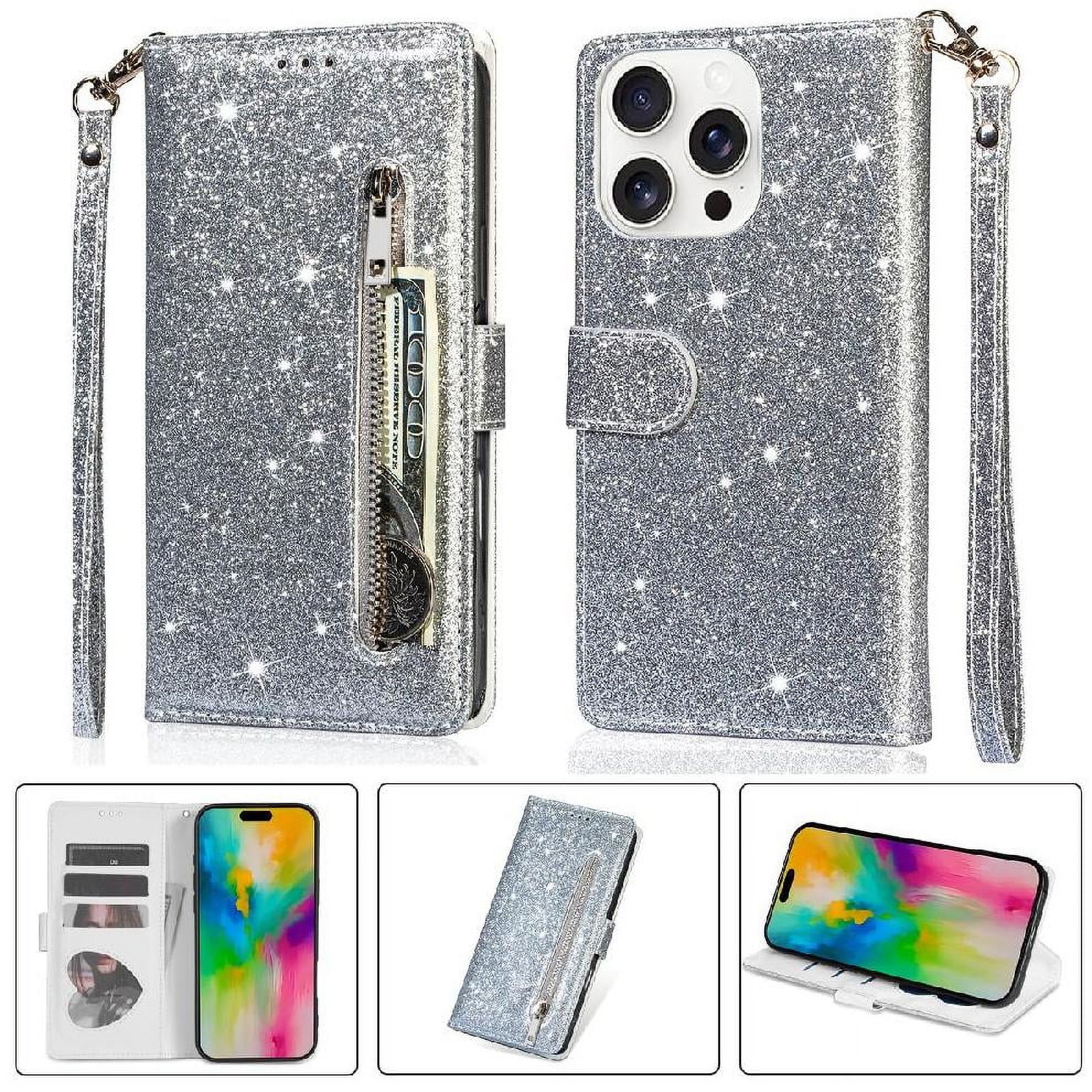 Foxdock - Funda Para Elegante Funda Iphone 16 Pro Max Glitter Con Cremallera-Ideal Para El Uso Diario