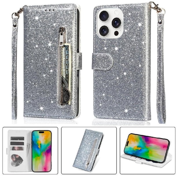 Funda Para Elegante Funda Iphone 16 Pro Max Glitter Con Cremallera-ideal Para El Uso Diario