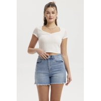 Fashionspark - Polera Mujer Fruncido Elástico Blanco