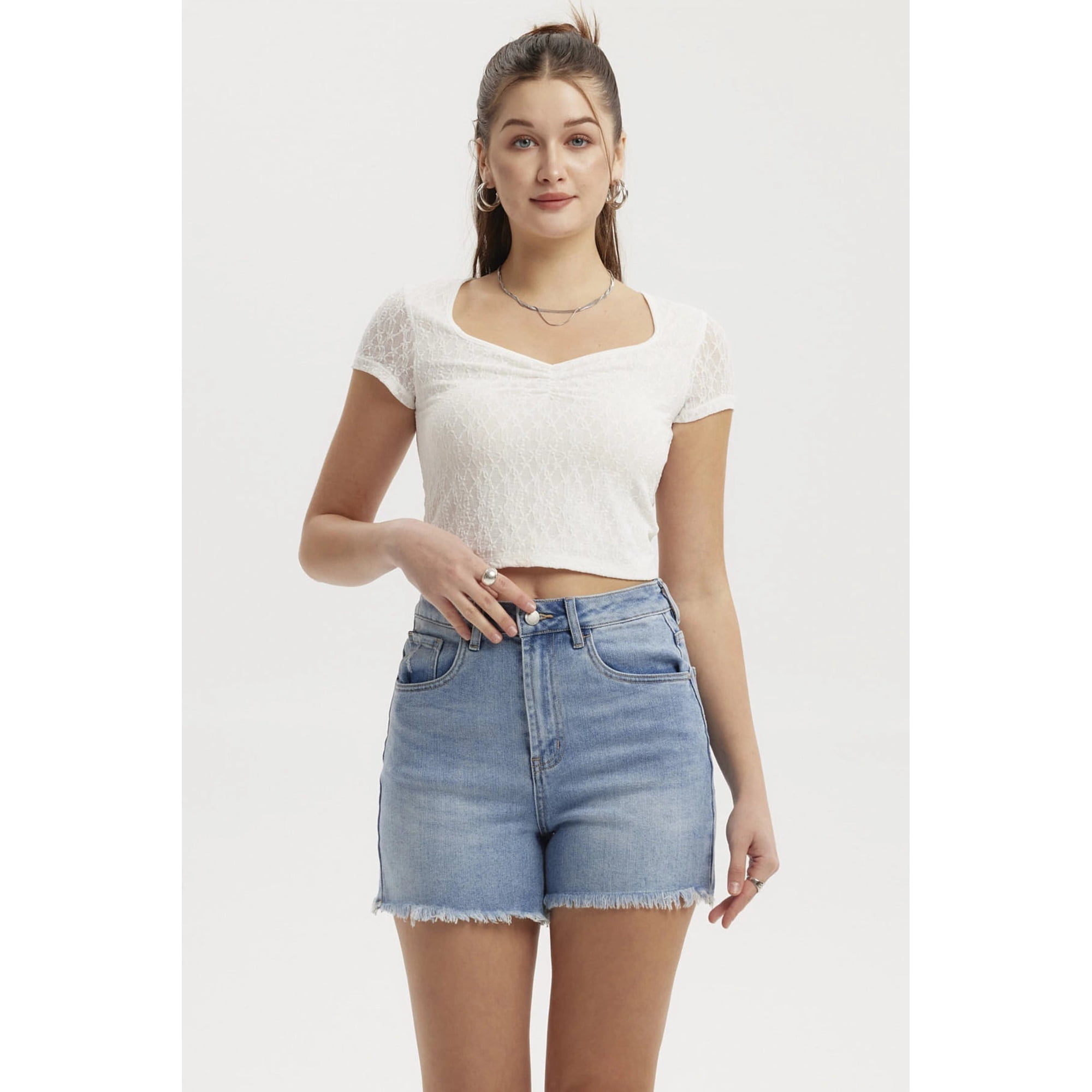 Fashionspark - Polera Mujer Fruncido Elástico Blanco