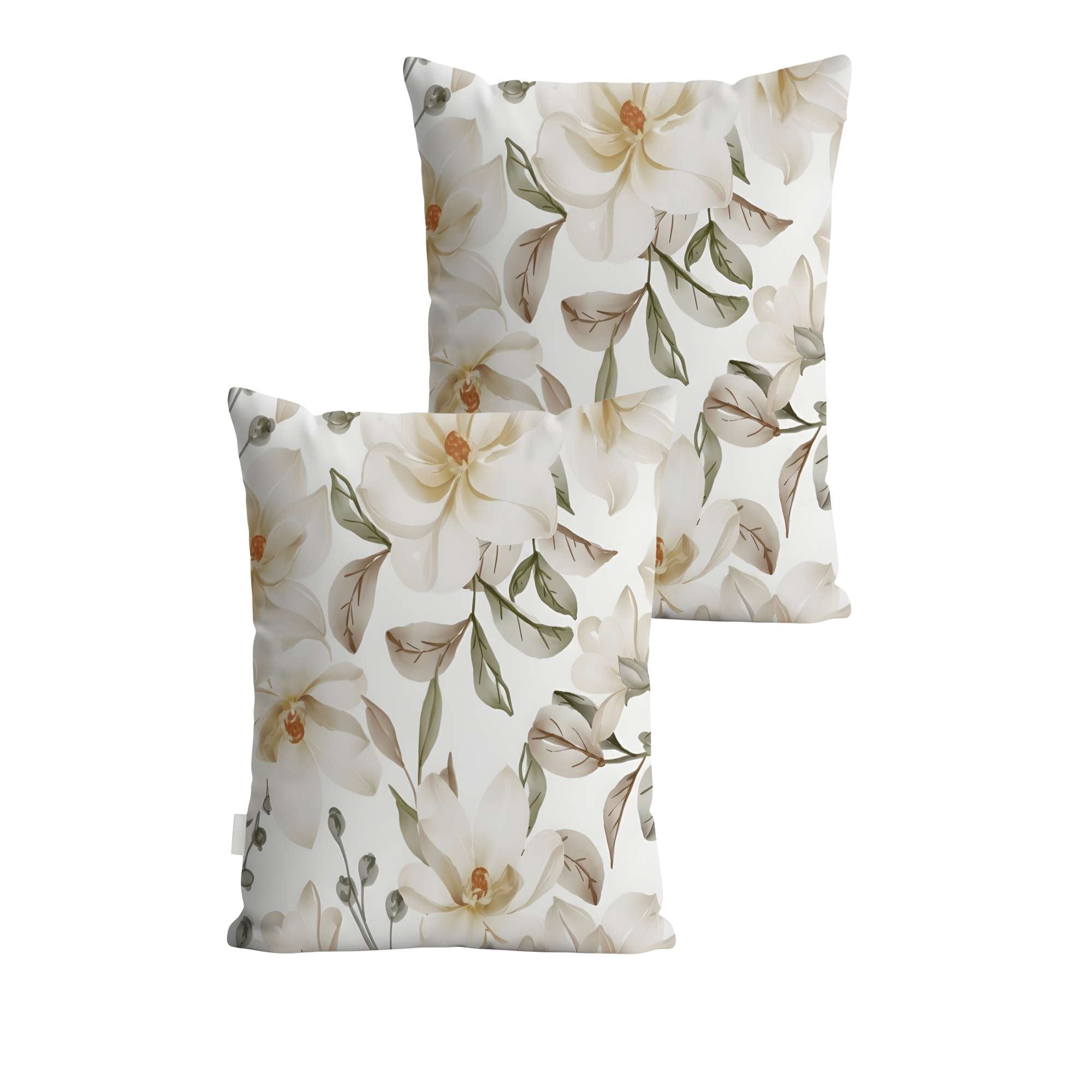 Genérico - Pack De 2 Fundas De Cojin Floreadas 45x45 Blanco 02