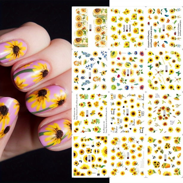 12 pcs Japanese Cherry Blossom Nail Sliders - Water Transfer Stickers for Spring Nail Art Decoration