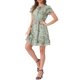 thumbnail image 4 of INSPIRE CHIC Vestido de Chifón Floral con Volantes, Manga con Volantes, Escote en V con Lazo, por Encima de la Rodilla, Línea A para Mujer, Talla L, Verde Claro, 4 of 6