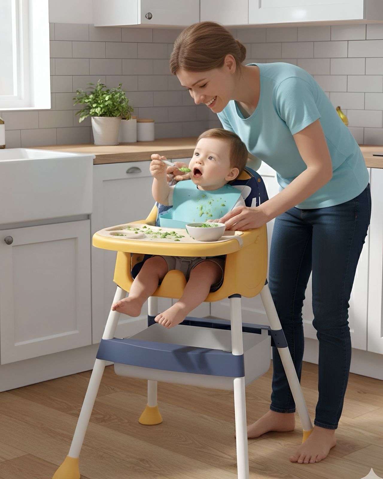 Myl Todo Hogar - Silla De Comer Multifuncional Para Bebé 2 En 1 Azul