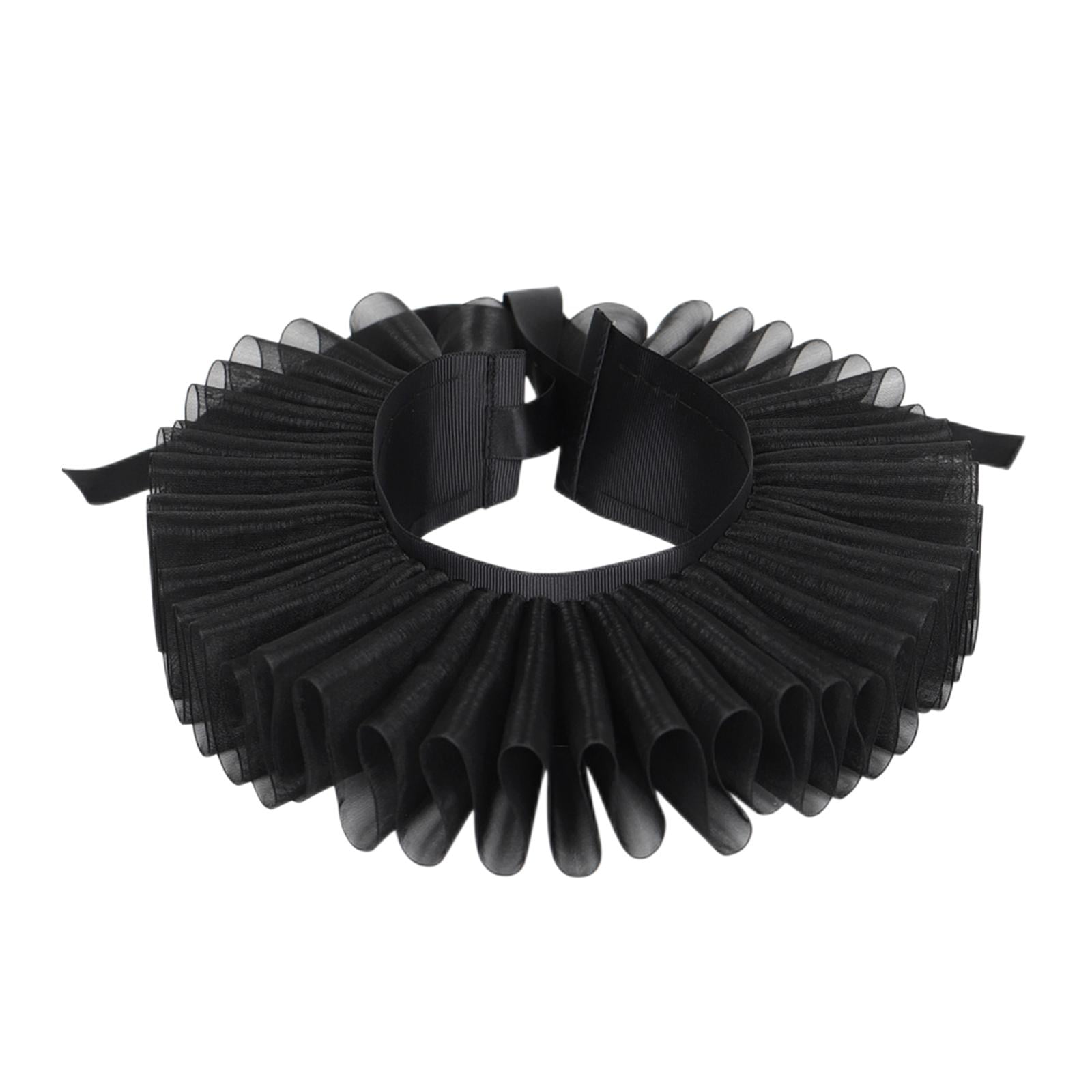 Bothyi - Cuello Con Volantes De Tul Capa Con Cuello Retro Ajustable Para Nochevieja Negro