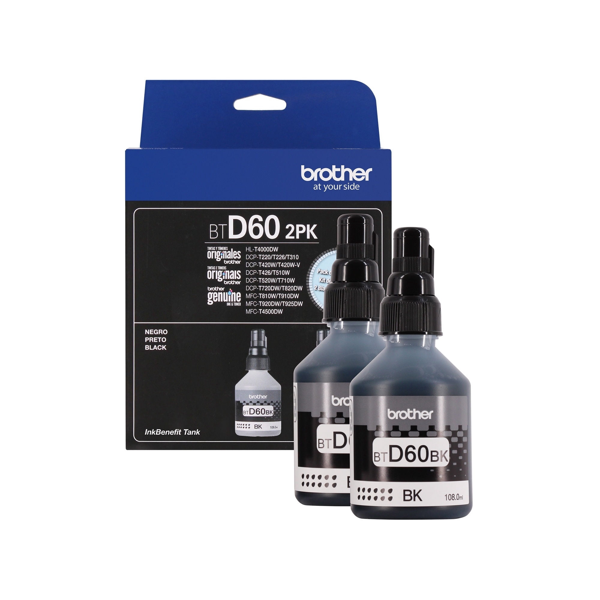 Brother - Tinta Pack 2 Botellas Original Btd60bk 2pk Negro