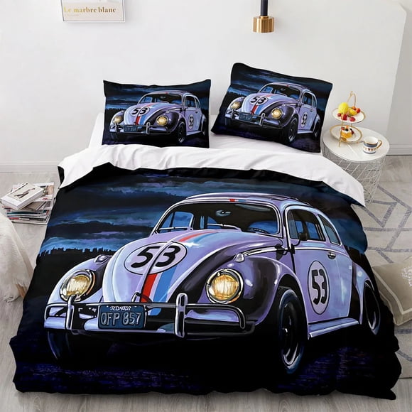 Sports Car Duvet Cover Sets Full Size,3 Piece Race Car Bedding Sets with Pillowcases