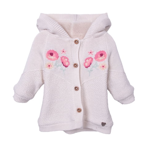 Pillin - Chaleco Bebé Niña Forrado Coral Fleece Con Gorro Crudo