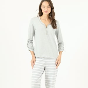 Bbz Barbzion - Pijama De Mujer Clara Manga Larga Gris