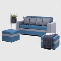 Almore - Sofa Paris 2 Pouf Gris Azul