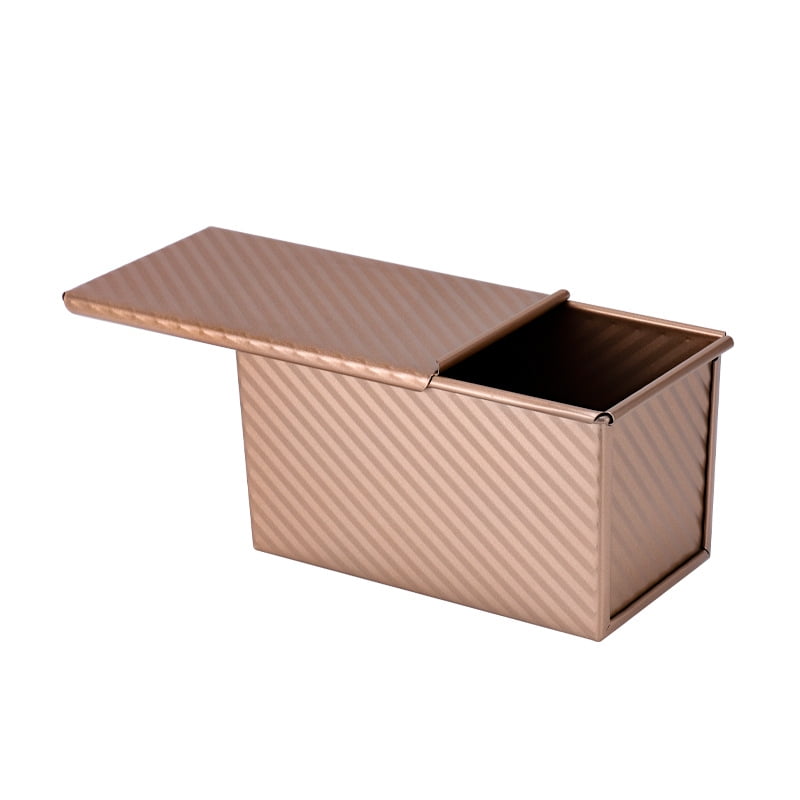 Xusx111 - Pan Sartén Con Tapa, 1 Lb Antiadherente Rectángulo Ondulado Tostadora Caja Para Horno Horno, Masa Capacidad 8.3 "x 4.6" X 4.5" (oro Rosa)