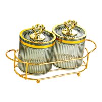 Bothyi - Bandeja Para Refrigerios Con Tapa Y Platos De Soporte Para Bodas, Tarros De Almacenamiento De Alimentos Para Fiestas, 2 Tazones, Color Verde