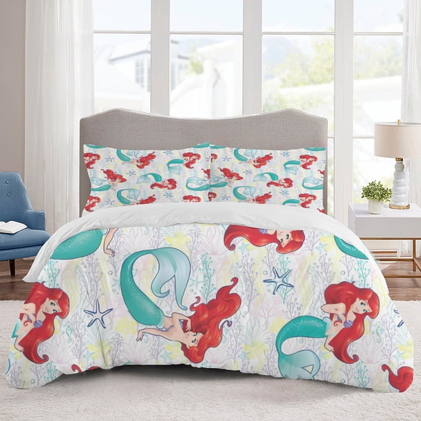 Ariel Bedding Sets Cartoon Duvet Cover Lightweight 3 Piece Bet Sets for Kids Boys Girls