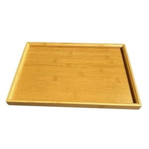 Genérico - Bandeja Rectangular De Bambú Para Servir Comida, Frutas, Aperitivos, Desayuno, Cena, 41Cm X 29Cm X 2,2 Cm
