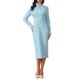 thumbnail image 1 of INSPIRE CHIC Vestido Elegante de Mujer Lápiz Cuello en V Manga Larga 2025 Vestidos de Trabajo a la Rodilla XL Azul Cielo, 1 of 5