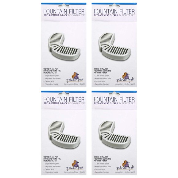 Paquete de 12 filtros de repuesto Pioneer Pet para fuentes de agua de cerámica y acero inoxidable