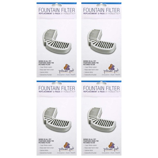 Paquete de 12 filtros de repuesto Pioneer Pet para fuentes de agua de cerámica y acero inoxidable