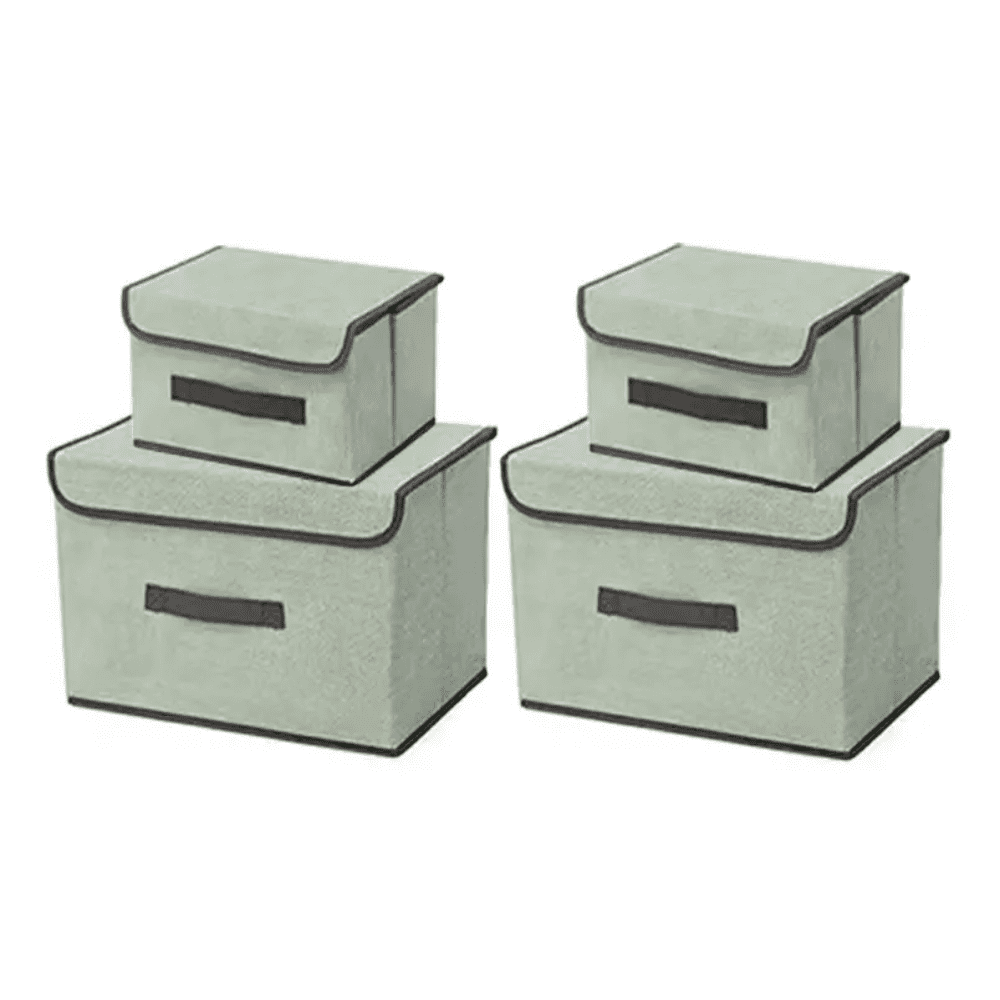 4 Unidades Cajas Organizadoras Belug De Tela Plegables Con Tapas Verde