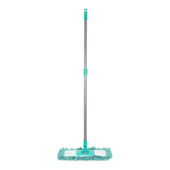 Mopa de microfibra con mango largo de 130 cm ideal para limpiar pisos de forma rápida y eficiente. Perfecta para el hogar, oficinas y negocios.