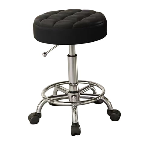 Bothyi - Taburete De Barra Con Ruedas Y Altura Ajustable, Redondo, Para Oficina Y Hogar, Color Negro