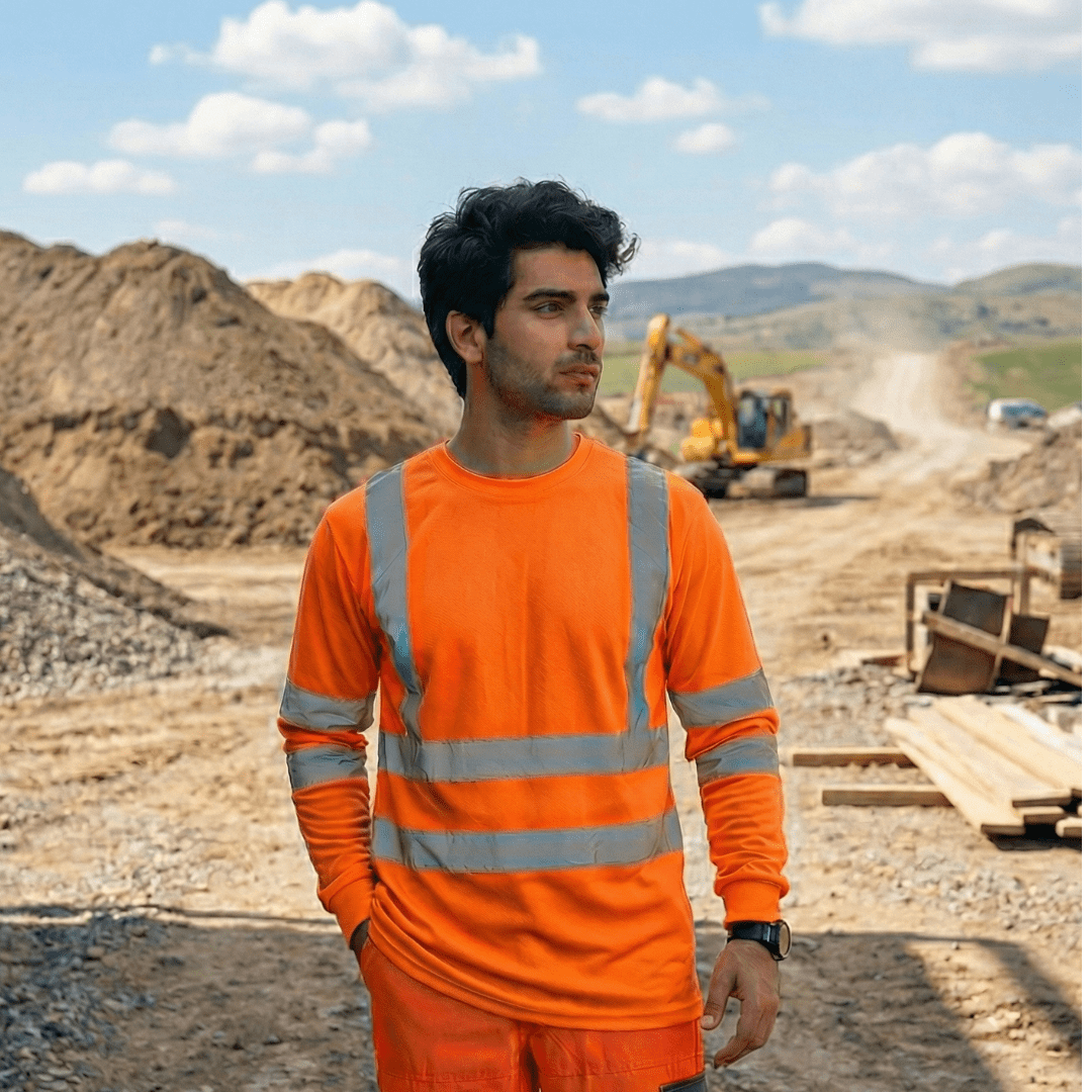 T-world - Polera Dry Fit Reflectante Manga Larga Hombre Upf50+ Trabajo Naranjo