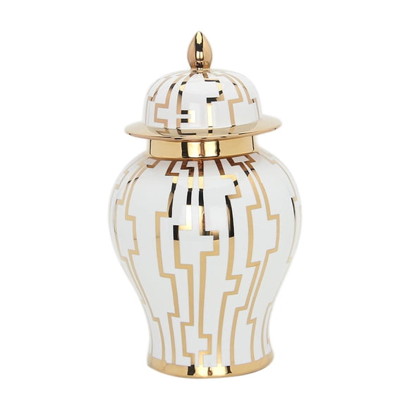Tarro De Jengibre De Cerámica Moderno Con Tapa Tarro De Almacenamiento De Porcelana Arreglo Floral 34.5x19.5CM