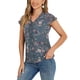 thumbnail image 4 of INSPIRE CHIC Blusa Floral de Regreso a Clases para Mujer, Manga Corta, Casual de Chifón con Volantes, Gris Azul M, 4 of 6