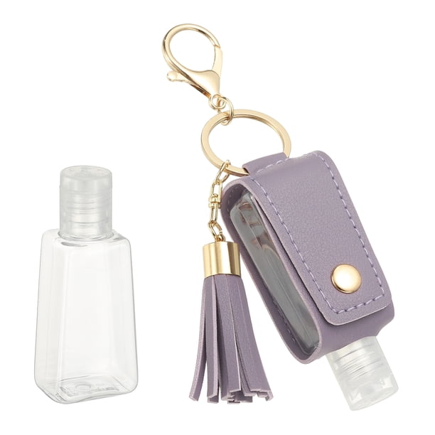 Botella Vacía de Viaje Portátil con Llavero, Mini Botellas Exprimibles de 30ml de Cuero PU
