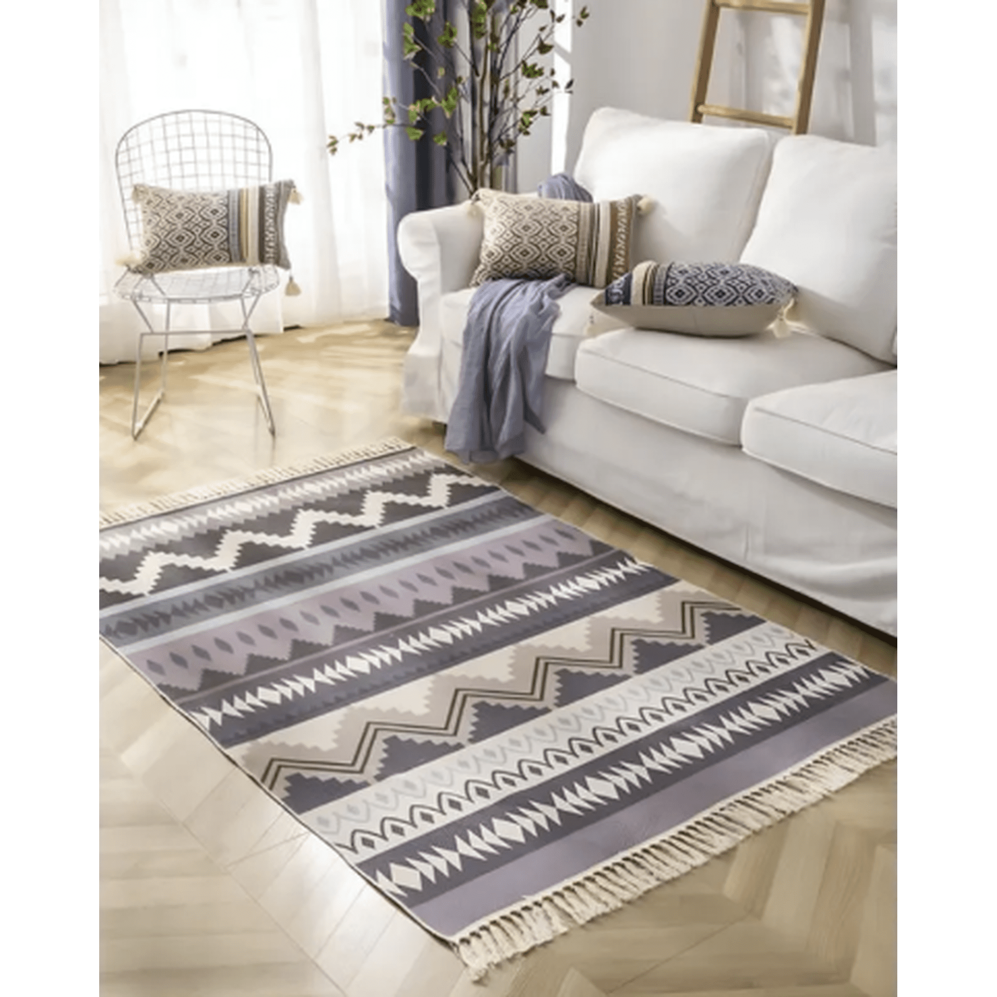 Diana - Alfombras De Lino 160 X 200 Elegantes Con Flecos