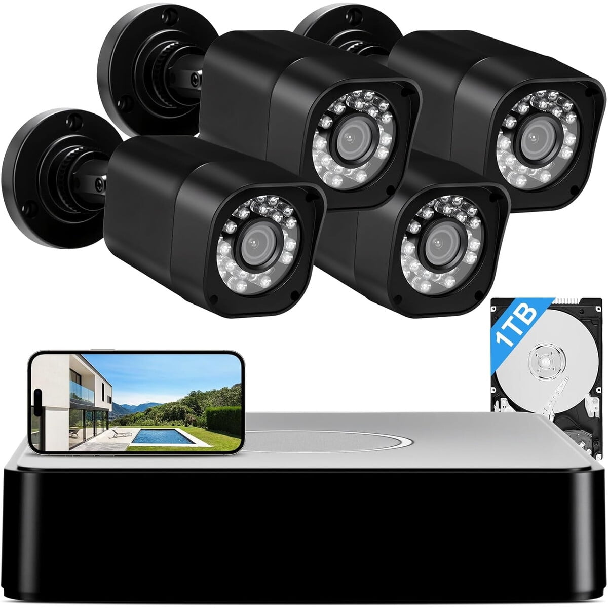 Aiwixen - Kit Cámaras De Seguridad 8ch 1080p 1tb Visión Nocturna