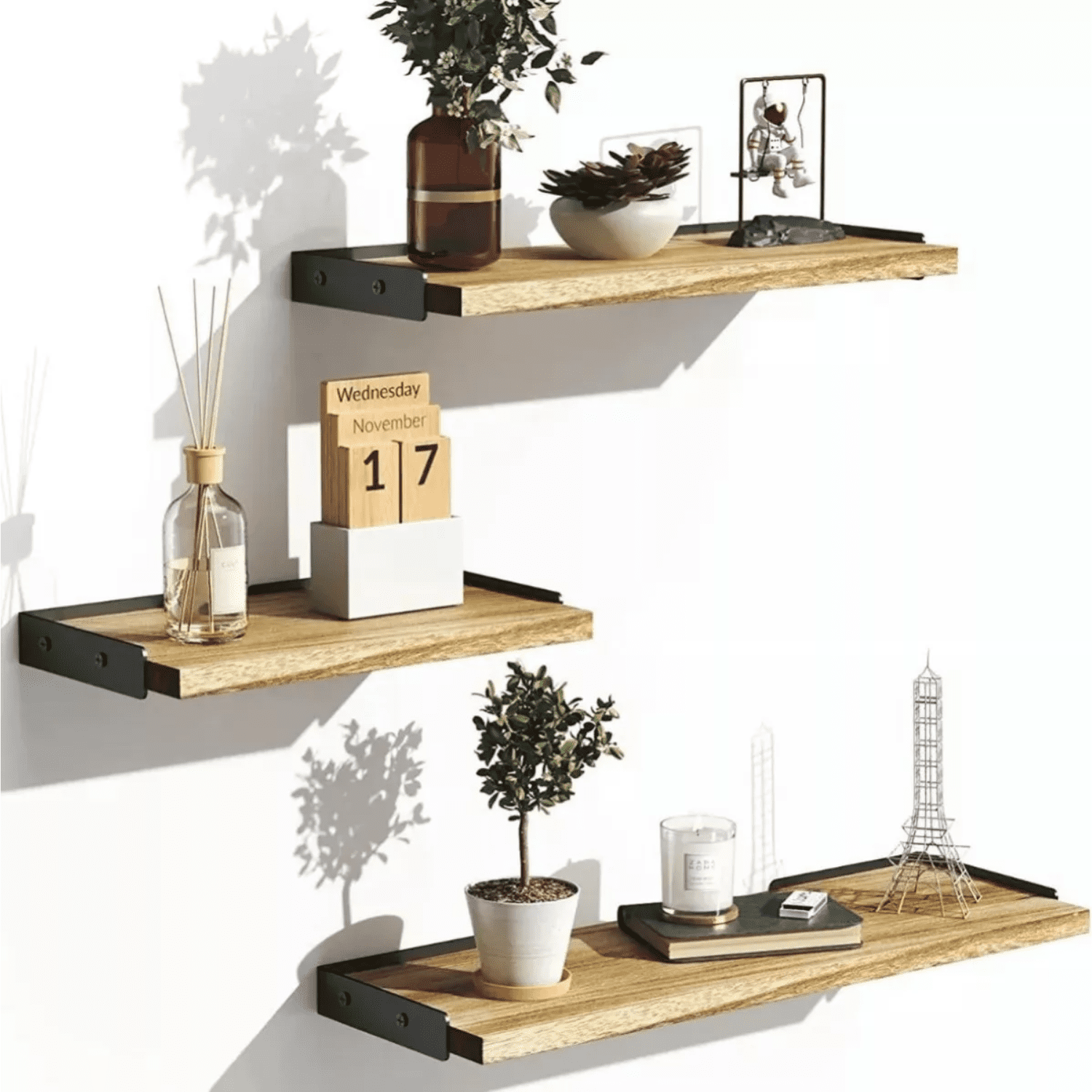 Importclick - Kit Repisas Flotantes Multipropósito Madera Diferentes Tamaños