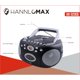 thumbnail image 2 of Reproductor de CD portátil HANNLOMAX HX-323CD, radio AM/FM, grabadora de casetes, graba desde CD o radio, con entrada para audífonos, fuente de energía dual AC/DC. (Negro), 2 of 5