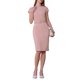 thumbnail image 4 of Vestido lápiz hasta la rodilla para mujer INSPIRE CHIC con manga corta y cinturón para usar en el trabajo, vestidos de tubo M Rosa, 4 of 5