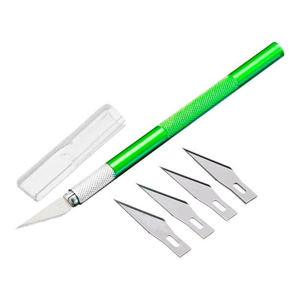 Bisturi Cortante Tipo Lapiz Con Cuchillas Metal Manualidades verde