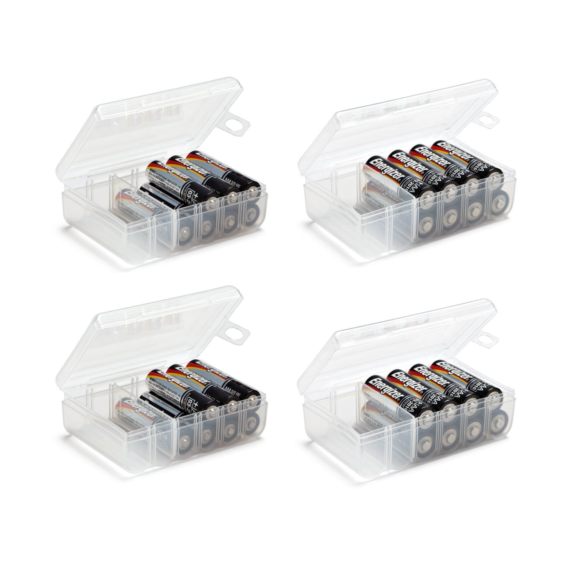 Juego De Cajas De Almacenamiento De Baterías Glossyend Aa Y Aaa (paquete De 4)