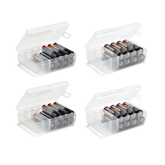 Juego de cajas de almacenamiento de baterías GlossyEnd AA y AAA (paquete de 4)
