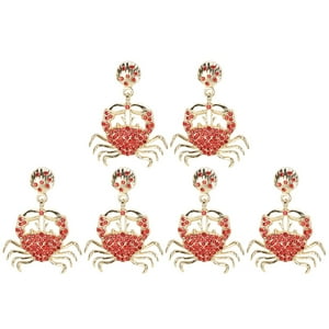 3 Pares De Pendientes Colgantes Con Forma De Cangrejo Pequeño Y Diamantes, Joyería De Tendencia De Moda Que Combina Con Todo